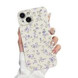 Faneiy for iPhone 15 Case Cute Flower Aesthetic Women Girly Fashion Protective Phone Case Floral Purple