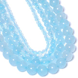 Yochus 60pcs Blue Agate Round Smooth Stone Beads for Bracelet Making