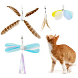 uahpet Natural Feather Cat Toys for Indoor Cats Retractable Kitten Wand 60inch Safe Hunting Distance Interactive Toys for Kitten
