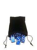 Domino Double 6 Dark Blue Marbleized Tiles with Spinners, Jumbo Tournament Size in Black Elegant Velvet Bag