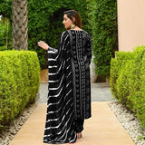 Gosriki Women'S Rayon Blend Straight Bandhej Printed Kurta With Pant & Dupatta (Baghira Black-Vks01-Gs_Xxl_Black_Xx-Large),Black,2,B0DPZ9G7NX