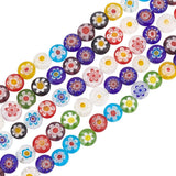 PH PandaHall 260Pcs 8mm Assorted Lampwork Beads Millefiori Lampwork Glass Beads Loose Bead Flat Round Spacer Bead for Necklace E