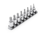 TEKTON 3/8 Inch Triple Square Bit Socket Set with Rail, 8-Piece (M4-M12) | SHB91108