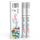 CoocAni White Paint Pens Paint Markers, 2 Pack Oil Based Permanent Markers With 2-3mm Medium Point Tip For Rock Painting, Wood,