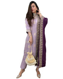 Anni Designer Women'S Rayon Viscose Printed Straight Kurta With Pant & Dupatta (Udh Purple-Vks01_Xxl_Purple_Xx-Large),Purple,2XL,,,
