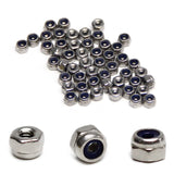 MroMax M2 x 0.4mm Nylon Insert Hex Lock Nuts, 304 Stainless Steel, No Surface Treatment, Pack of 50