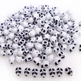 200+ Pieces 10x8mm Halloween Skull Beads for Jewelry Making Bracelets Necklaces Key Chains, White Acrylic Mixed Skeleton (Black