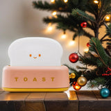ipalmay Toast Night Light, Kawaii Desk Decor Dimmable Bedside Night Lamp Rechargeable, Auto-Off Bedroom Sleep Light, Cute Gifts