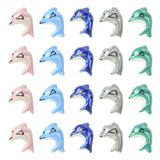 Ipotkitt 20 pcs 5 Colors Famille Rose Porcelain Dolphin Beads Sea Ocean Marine Animal Spacer Bead for DIY Crafts Jewelry Making