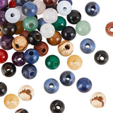 OLYCRAFT 36 Pcs 8mm Natural Stone Beads Random Round Loose Gemstones 2.5mm/0.1 Inch Hole Beads Assorted Large Hole Stones for DI