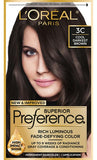 L'Oreal Paris Superior Preference Fade-Defying + Shine Permanent Hair Color, 3C Cool Darkest Brown, Pack of 1, Hair Dye