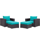 Modway Convene Wicker Rattan 4Piece Outdoor Patio Furniture Set in Espresso Turquoise