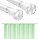 2Pack Shower Curtain Rod 45 to 77 Inches White Shower Rod Tension Curtain Rod No Drilling Adjustable Curtain Rod Spring Tension