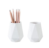 YOSCO Silicone Desk Pen Holder Stand Diamond Facet Pencil Cup Pot Desk Organizer Makeup Brush Holder (2 PackWhite)