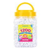 White Pony Beads Bulk 1200 pcs Plastic Beads Bulk for Bracelet Making,Hair Braiding DIY Crafts Kandi Jewelry Key Chains and Orna