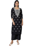 Libas Women'S Viscose Rayon Embroidered Straight Kurta (37140R_Black