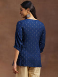 Libas Women'S Cotton Blend Woven Design A-Line Kurtis (29134_Blue Blue M