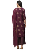 Gosriki Women'S Rayon Straight Kurta With Palazzos & Dupatta (Ayesha_Go_Xl_Wine_X-Large),Wine,,B095YH6VCD