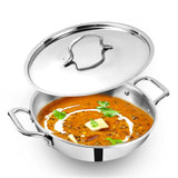 VISAXMI 2 Liter TriPly Stainless Steel Kadai with Lid | 20.5 cm Deep Kadhai for Cooking & Frying | Heavy Bottom Flat Base | Ind