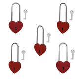 Gradleen 5PCS Single Heart Lock with Key 3.5 Inches,50mm Love Padlock Matte Finish Red Metal Love Lock for Lovelock Bridge,Card