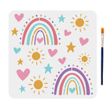 MAYJOYDIY Rainbow Stencil Template Stars Sun Heart Painting Stencil 11.811.8inch with Paint Brush Craft Stencils for DIY Scrapbo