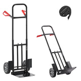 VEVOR Steel Pneumatic Hand Truck Dolly, Convertible Heavy-Duty Moving Dolly Cart with Handle, 600 LBS Portable Trolley Dolly wit
