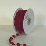 AK Trading CO. 25 Yards Fuzzy Pom Pom Wired Trim Ribbon Lace - Burgundy
