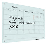 Magnetic Monthly Calendar Glass Whiteboard - Glass Dry Erase Board 48x36 Large Frameless Glass Board for Walls Office School and