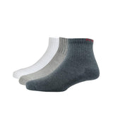 Peter England Mens Cotton Quarter Length Socks (Pack Of 3) White, Anthra Melange, Light Grey Melange