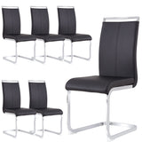 gopop Dining Chairs Set, Kitchen Modern Metal Chairs with Faux Leather Padded Seat High Back and Sturdy Chrome Legs, Chairs for