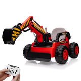 Kids Ride On Electric Excavator Digger Car with Remote Control & Digging Arm, 12V 10Ah Battery, 4x75W Motors,Led Tail Light, Mus