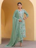 Anni Designer Women'S Rayon Blend Printed Straight Kurta With Pant & Dupatta (Vice Green-Nw_L_Green_Large),Green,L,,,