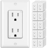 BESTTEN 100 Pack Decorator Receptacle Outlet, 15 Amp Standard Electrical Wall Outlet, Decor Tamper Resistant Receptacle with Wal