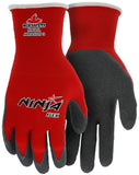 Glove N9680M Ninja Flex Nylon Shell Gloves with Latex Dip Palm and Fingertips, Gray/Red, Medium, 1-Pair