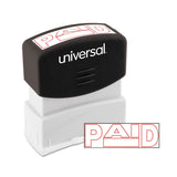 Universal UNV10062 PreInked OneColor PAID Message Stamp Red
