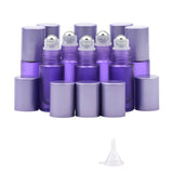 Kesell 10pcs Essential Oil Roll-on Bottles with Aluminum Cap, 5ml Frosted Purple Glass Roller Bottle Small Perfume Bottles Conta