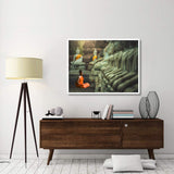 Young Buddhist Monk Praying, Thailand-Paper Art-50,,X38,,