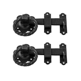 Black Wrought Iron Gate Floral Ring Turn Latch Lock Set 6 W Light Duty Antique Latch Pull Catch for Barn Doors Or Gates with Mou