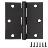 9-Pack Matte Black Door Hinges - 3.5-inch x 3.5-inch - Square Corner Radius Steel Door Hinge - Fits Standard Doors - Design Hous