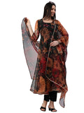 Gosriki Women'S Cotton Blend Anarkali Floral Printed Kurta With Pant & Dupatta (Mrp-Black-Gs_S_Black_Small),Black,,B0BY5DQFNP