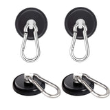 Ant Mag Heavy Duty Neodymium Magnet Hooks with Swiveling Carabiner - 140LBS Capacity, Indoor/Outdoor Use (4 Pack Black)