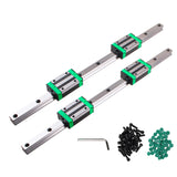 ANWOKIT 2Pcs HGR20-1000mm Linear Guide Rail with 4Pcs HGH20CA Square Type Carriage Bearing Block Linear Rail Set Slide Guide Rod