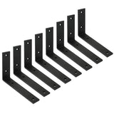 WINKER Shelf Bracket 8 Pack 5 Lx4 Hx1.5 W 5mm Thick Heavy Duty Black 5 Inch Metal Iron L Brackets for Wall Shelves