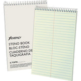 Ampad Spiral Steno Book, Gregg Rule, 6 x 9, Green Tint, 60 Sheets Per Notebook (25270)
