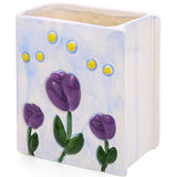 Busnos Book Vase Tulip Pencil Cup Pen Holder For Office Desk Decorative Books Purple Flower Vase Cute Toothbrush Holders Home De