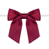 Twist Tie Bows for Treat Bags 3 Burgundy Satin Ribbon Bows for Package Craft Gift Wrapping Decoration (120 Count)