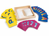 Adey Gifting Montessori Sand Writing Tray For Kids, Alphabet Tracing Learning Toy With Sand Tray, Flash Cards & Wooden Stylus, P