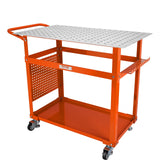 VEVOR Welding Table 36x24, 600lbs Load Capacity Steel Welding Workbench Table on Wheels, Portable Work Bench with Double-Layer S