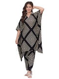 rytras Women's Printed Kaftan Kurta and Pant Set(Black,XL)