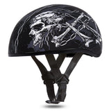 Daytona HELMETS Motorcycle Half Helmet Skull Cap- Skull Chains 100% DOT Approved
